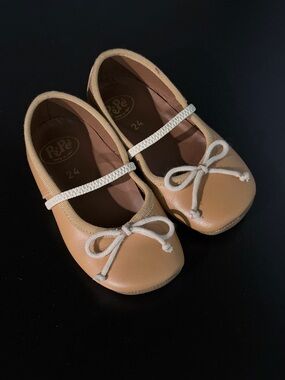 Pepe - Kids Tan Ballet Flats with Bow
